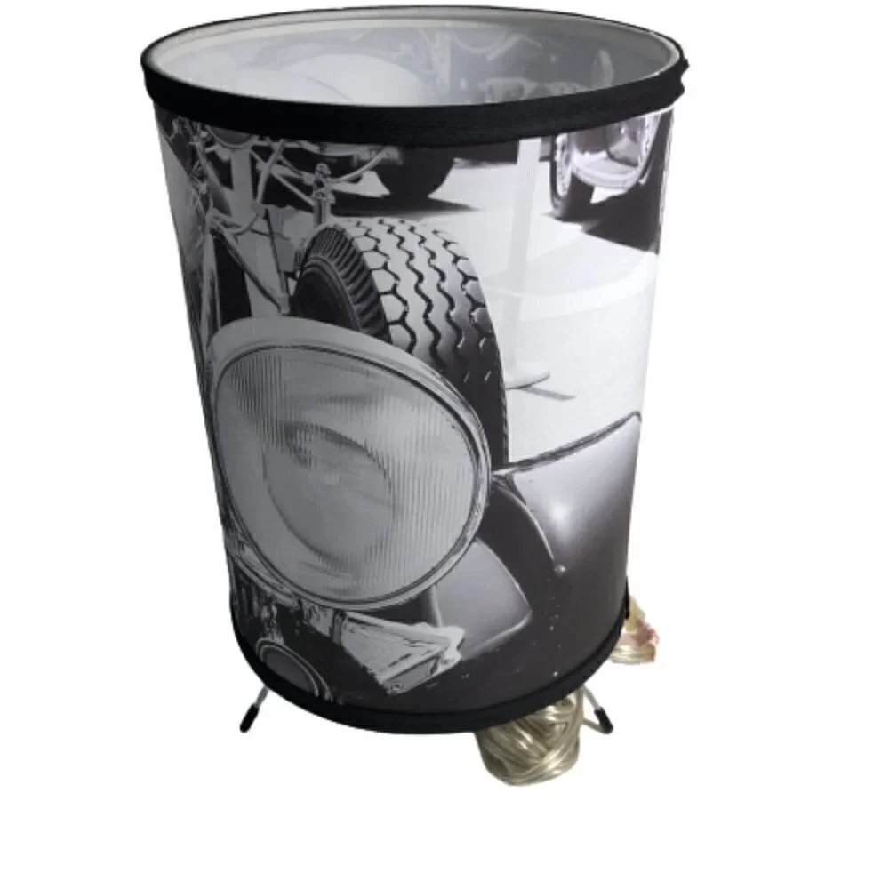 Lamp-In-A-Box Vintage Car Pattern Black & White Silver Lamp, 12